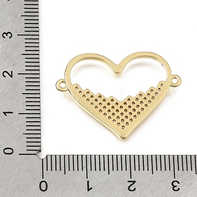 Valentine's Day Brass Micro Pave Clear Cubic Zirconia Heart Links Connector Charms KK-C263-15G-1