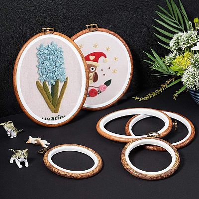 Rubber Imitation Wood/Plastic Cross Stitch Embroidered Frame DIY-NB0003-05-1