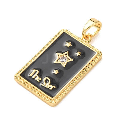 Brass Micro Pave Clear Cubic Zirconia Pendants KK-C264-09G-1