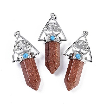 Synthetic Goldstone Faceted Pointed Bullet Big Pendants G-H076-02P-012-1