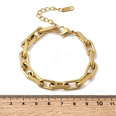 304 Stainless Steel Rectangle Ring Link Chain Bracelets for Women BJEW-A152-02G-1