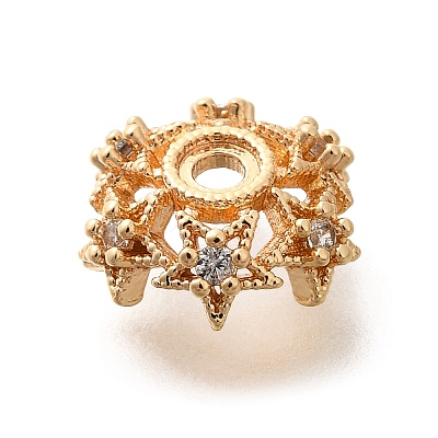 Rack Plating Brass Micro Pave Clear Cubic Zirconia Bead Caps KK-H508-25A-KCG-1