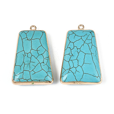 Dyed Synthetic Turquoise Trapezoid Pendants TURQ-T004-19-1