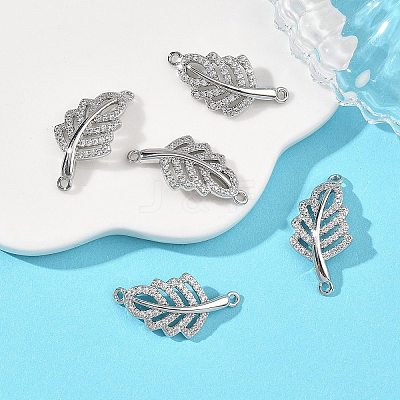 SHEGRACE Brass Micro Pave Clear Cubic Zirconia Connector Charms XGRQ3P816-600P-1