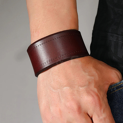 Flat Sided Cowhide Leather Cord Bracelets BJEW-CL0001-59-1