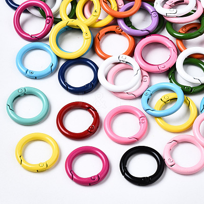 Spray Painted Eco-Friendly Alloy Spring Gate Rings PALLOY-T080-01-NR-1