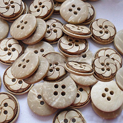 Carved Round 4-hole Sewing Button NNA0YXX-1