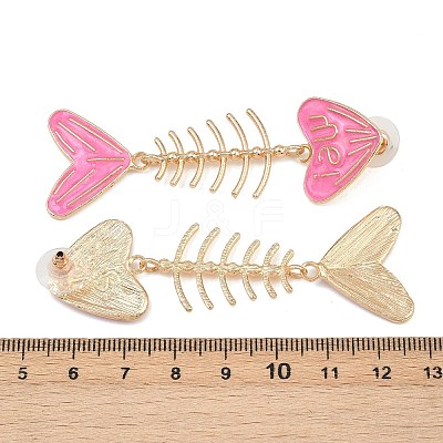Alloy Enamel Dangle Stud Earrings EJEW-Z140-01G-1