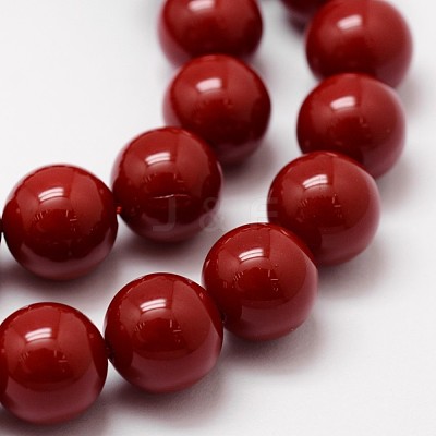 Shell Pearl Beads Strands X-BSHE-L026-01-8mm-1