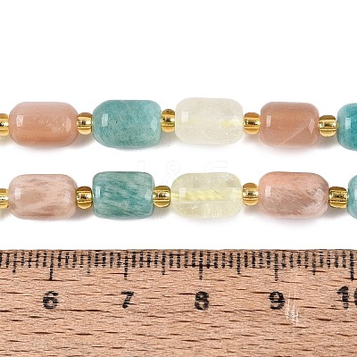 Natural Lemon Quartz & Flower Amazonite & Sunstone Beads Strands G-Q614-02A-01-1