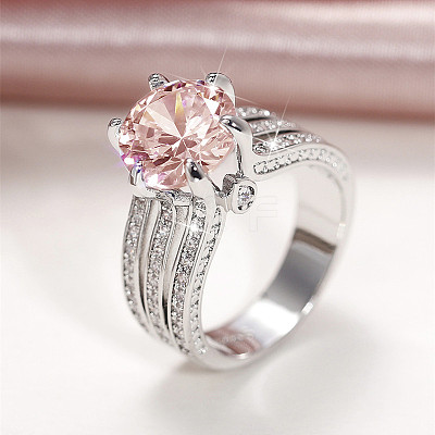 Brass Micro Pave Cubic Zirconia Finger Rings for Women FS-WGB56BB-20-1