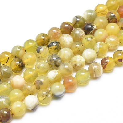 Natural Yellow Opal Round Bead Strands G-M296-02-10mm-1