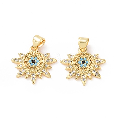 Brass Micro Pave Cubic Zirconia Pendants ZIRC-P106-23G-1