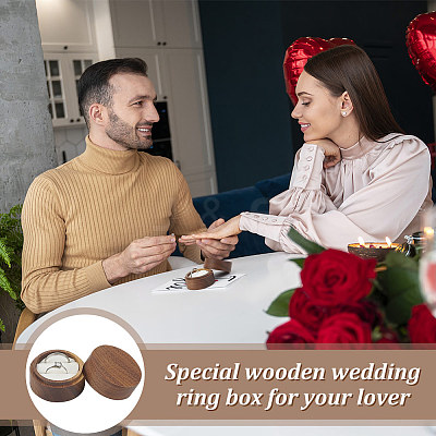 Round Wooden Couple Ring Storage Boxes with Velvet Inside AJEW-WH0513-26C-1