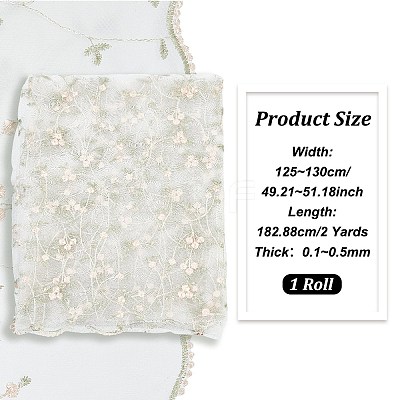Flower Pattern Polyester Mesh Fabric DIY-WH0453-06B-1