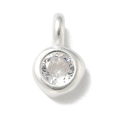925 Sterling Silver Cubic Zirconia Flat Round Charms STER-R002-02S-08-1