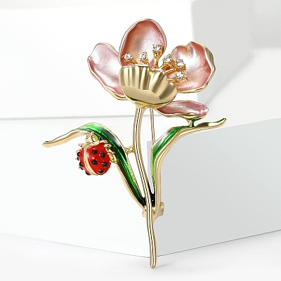 Lotus & Ladybug Enamel Pins JEWB-B035-03G-1