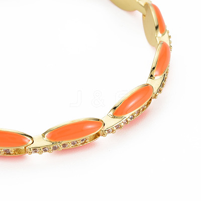 Brass Micro Pave Cubic Zirconia Link Chain Bracelet for Women BJEW-T020-05G-03-1