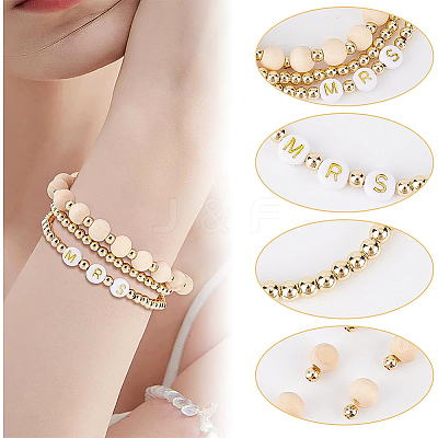 6Pcs 3 Style Word Mrs Stretch Bracelets Set BJEW-BC0002-06-1