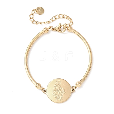 Religion 304 Stainless Steel Link Bracelets for Women BJEW-F524-02C-G-1