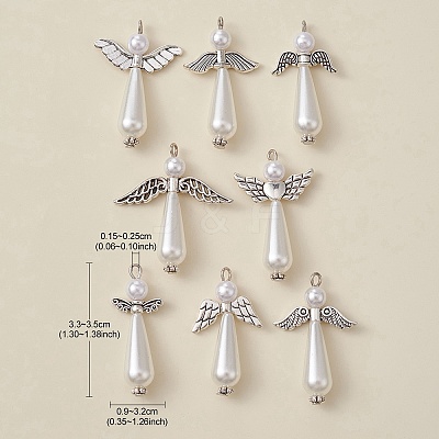 16Pcs 2 style Acrylic Imitation Pearl & Alloy Charms FIND-YW0003-99-1
