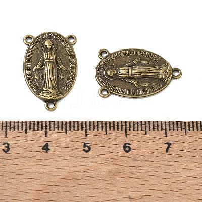 Holy Oval Carved Virgin Mary Tibetan Style Alloy Chandelier Component Links TIBEP-LF0961YKG-AB-FF-1
