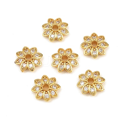 Brass Micro Pave Clear Cubic Zirconia Bead Caps CU-CBA6A75-29G-1