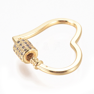 Brass Micro Pave Cubic Zirconia Screw Carabiner Lock Charms ZIRC-F105-08G-1