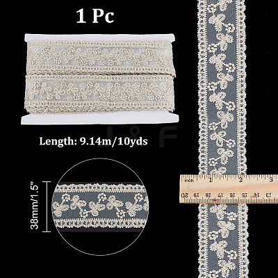 Polyester Hollow Embroidered Lace Trim OCOR-WH0079-13A-1