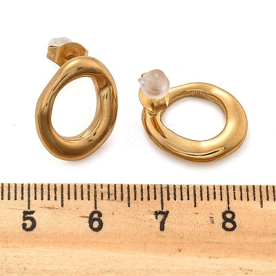 304 Stainless Steel Chunky Oval Studs Earrings for Women EJEW-K306-28G-1