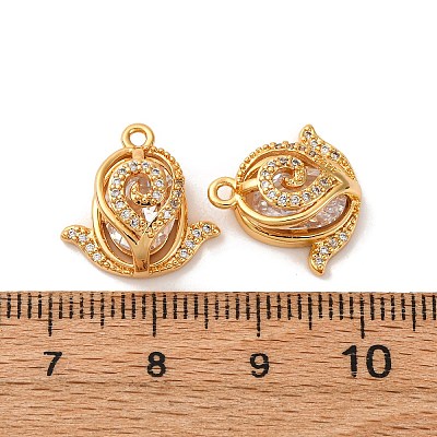 Brass Micro Pave Cubic Zirconia Pendants KK-K382-51G-1