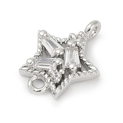 Brass Clear Cubic Zirconia Connector Charms KK-Z094-03P-02-1