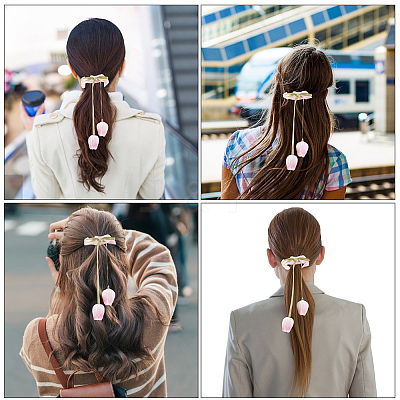 4Pcs 2 Colors Tulip Polyester Elastic Hair Accessories OHAR-CY0001-15-1
