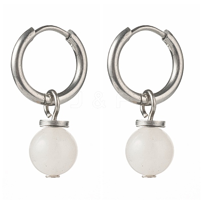 Natural White Jade Beads Earrings for Girl Women Gift EJEW-JE04607-03-1
