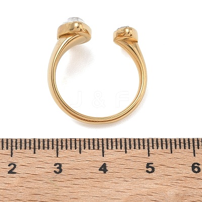 304 Stainless Steel Pave Clear Cubic Zirconia Cuff Open Rings for Women RJEW-F207-03D-G-1
