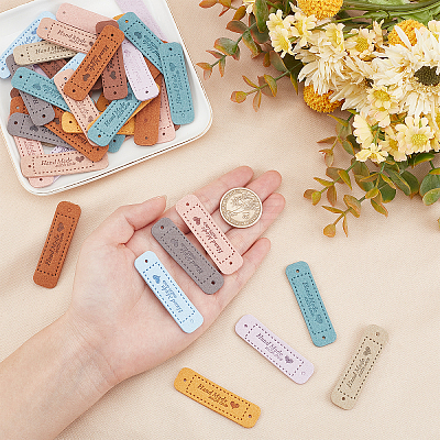 80Pcs 10 Colors PU Leather Label Tags DIY-NB0005-60-1