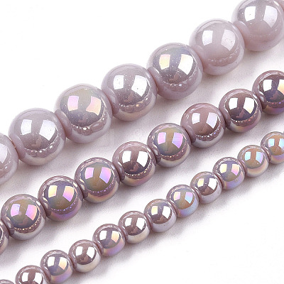 Electroplate Opaque Glass Beads Strands GLAA-T032-P8mm-AB07-1
