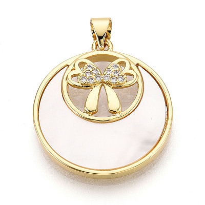 Brass Micro Pave Clear Cubic Zirconia Pendants KK-N268-62G-1