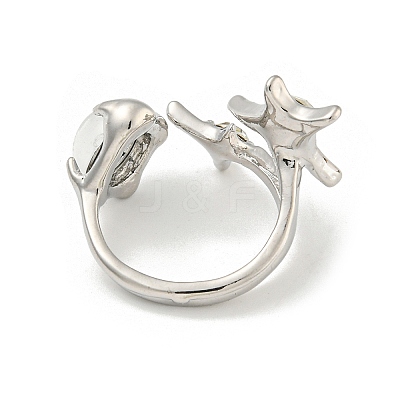 Star Zinc Alloy Rhinestone Open Cuff Ring RJEW-Z048-02P-02-1