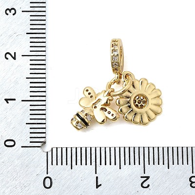 Brass Micro Pave Cubic Zirconia European Dangle Charms KK-Z150-06G-03-1