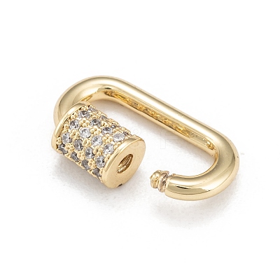 Brass Micro Pave Cubic Zirconia Screw Carabiner Lock Charms ZIRC-G160-22G-1