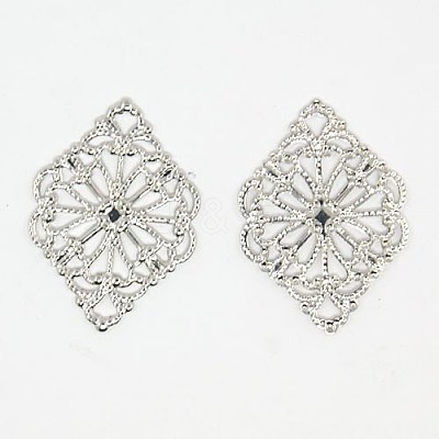 Rhombus Shaped Brass Filigree Findings KK-M005-01-1