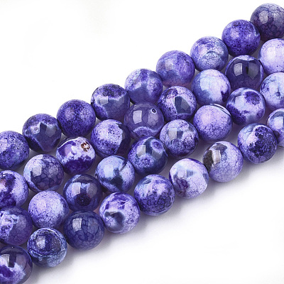 Natural Fire Crackle Agate Beads Strands G-S346-8mm-20-1