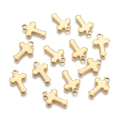 Ion Plating(IP) 304 Stainless Steel Tiny Cross Charms STAS-L159-06G-1