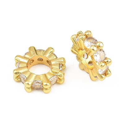Brass Pave Clear Cubic Zirconia European Beads CU-CBA6A75-21G-1