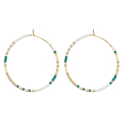 Handmade Glass Seed Beads Hoop Earrings HQ0649-3-1