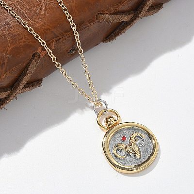 Brass Twelve Constellations Tarot Pendant Necklaces NJEW-Q006-01C-G-1