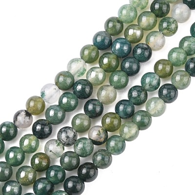 Natural Moss Agate Beads Strands X-GSR4mmC001-1