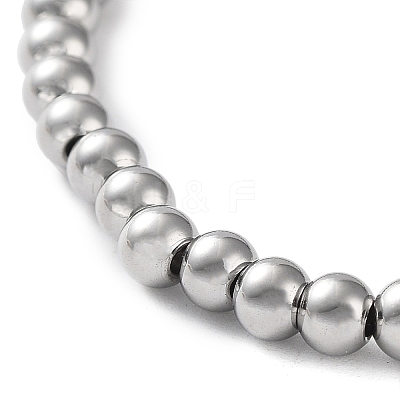 Non-Tarnish 316 Surgical Stainless Steel Round Beaded Stretch Bracelets LS-BJEW-M305-01B-P-1