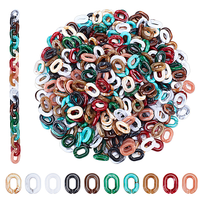 400Pcs 10 Colors Acrylic Linking Rings OACR-WR0001-01-1